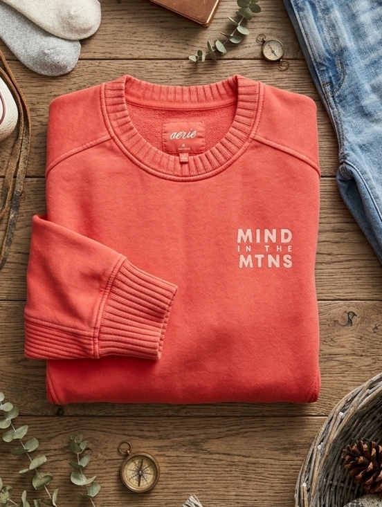 aerie Tops - aerie Coral 'Mind in the Mtns' Pullover Sweatshirt